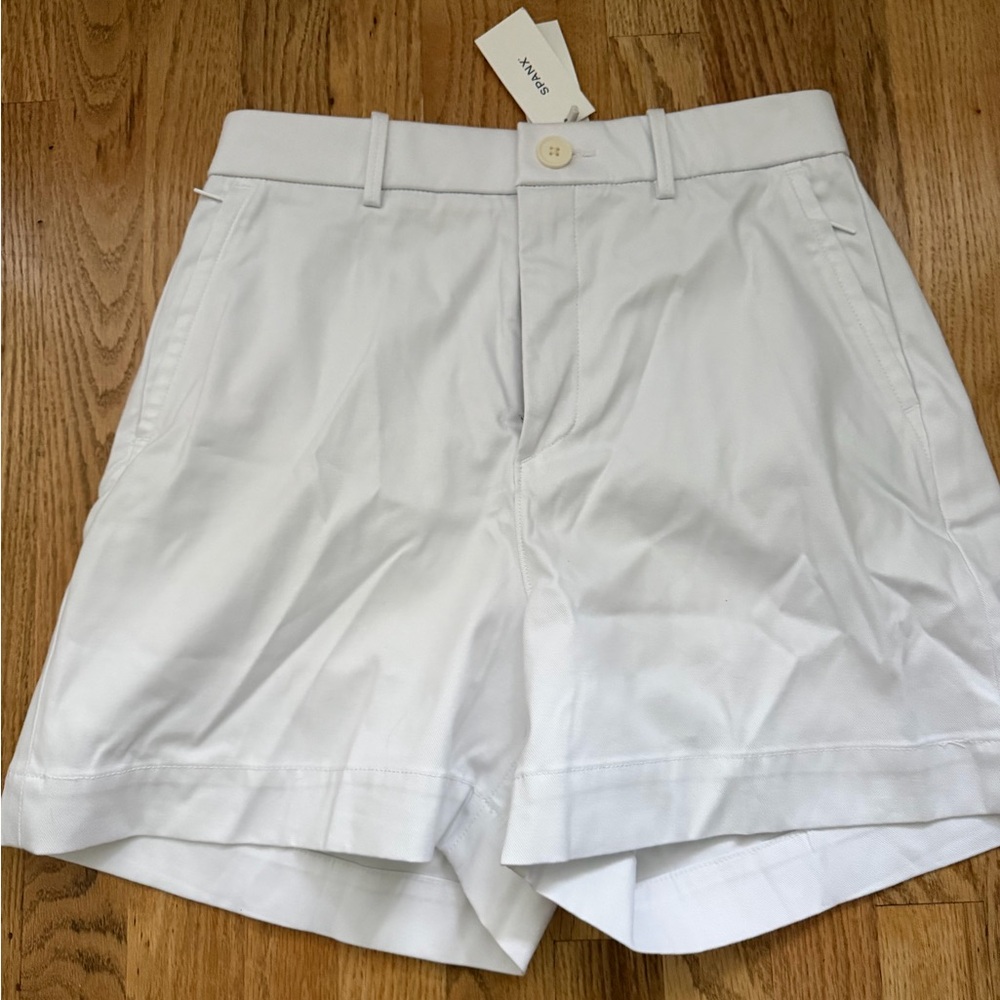 SPANX White High-Rise Tailored Bermuda Shorts